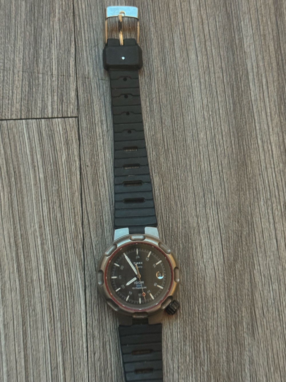 Timex Black Dial Watch with Black Rubber Strap